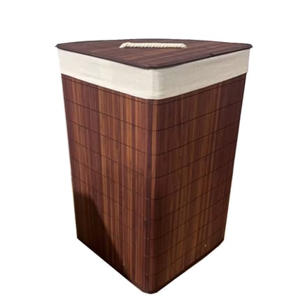 Ceruzo Bamboe Wasmand - Hoek Model - 72L - Vouwbaar - Deksel - 35 x 35 x H 60 cm- Bruin