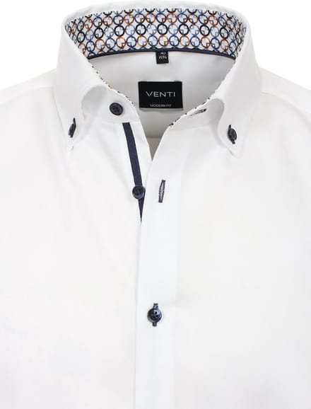 Wit Venti Overhemd Button Down Boord Modern Fit - XXL