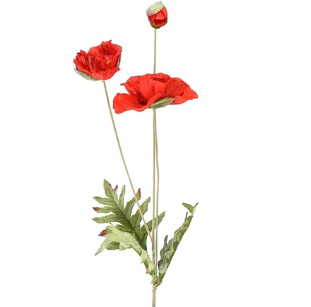 Poppy decoratieve tuinbloem met 3 bloemen rood L70cm