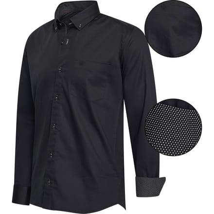 Cappuccino Italia - Heren Overhemden Regular Fit Overhemd Black - Zwart - Maat L
