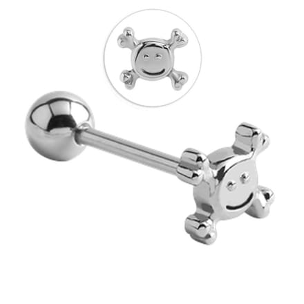 Tongpiercing - 316L Chirurgisch Staal - Smiley - Skull