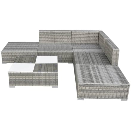 vidaXL - 6-delige - Loungeset - met - kussens - poly - rattan - grijs