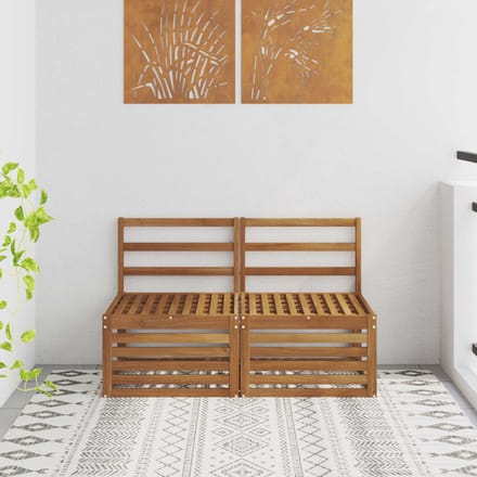 vidaXL - 2 - Stuk - Buiten - Midden - Sofa - Massief - Acacia - Hout - Naturel