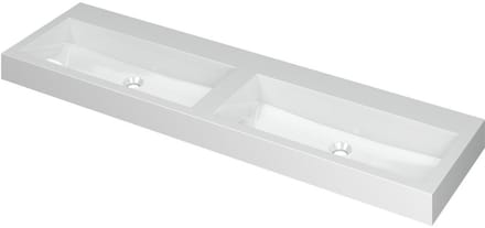 INK Momento Wastafel Polystone Dubbel Zonder Kraangaten - 1600x450x90 mm - Glans Wit