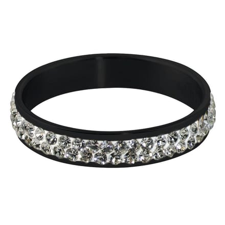 Quiges Stapelring Dames - Vulring Wit Zirkonia - RVS Zwart - Maat 21 - Hoogte 4mm