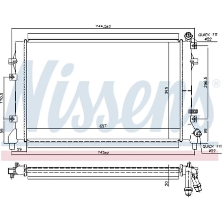 Lage-temperatuurRadiator, laadluchtRadiator NISSENS 65324