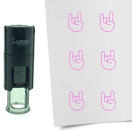 CombiCraft Stempel Metal horn / Rock 10mm rond - Roze inkt