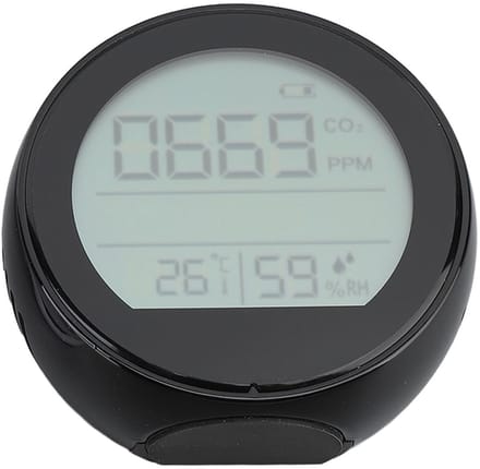 CO2 Detector - Luchtkwaliteit Meter - Binnenklimaat Monitoren - NDIR Sensor - 400-5000 Ppm - Zwart