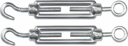 AMIG Spanschroeven/draadspanner met haak/oog - 2x - 7cm - verzinkt staal - 100kg - M5 schroefdraad
