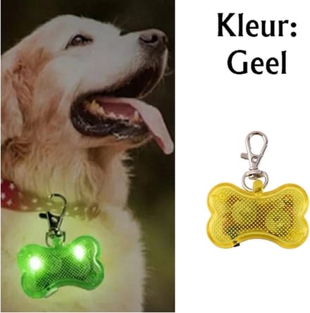 Led verlicht botje met clip voor honden halsband (Geel)