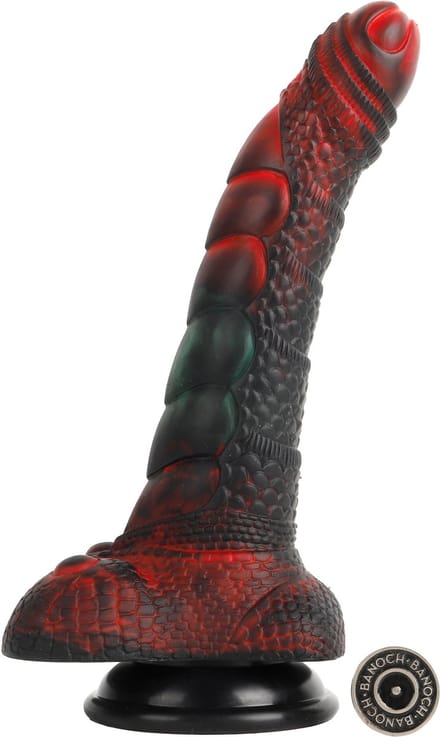 Banoch | Fantasy dildo orrynis | rood - groen | zuignap siliconen