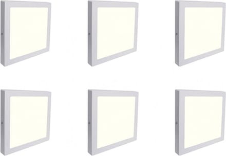 LED Downlight 6 Pack - Opbouw Vierkant 12W - Natuurlijk Wit 4200K - Mat Wit Aluminium - 170mm
