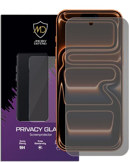 MobyDefend Screenprotector - Geschikt voor iPhone 17 Pro Max - Matte Privacy Glass Screensaver