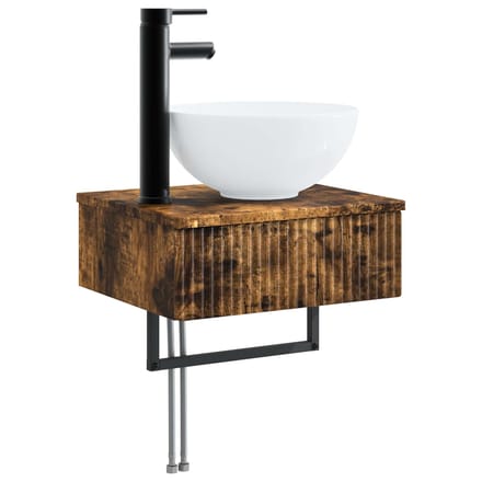 vidaXL - Wandgemonteerde - wastafel - Gerookt - eiken - 40 - x - 35 - x - 39 - cm