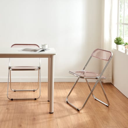 Klapstoel set van 2 Pornainen 74x46x47 cm roze transparant [en.casa]