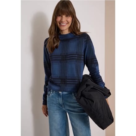 Shirt met lange mouwen, trechterhals en patroon