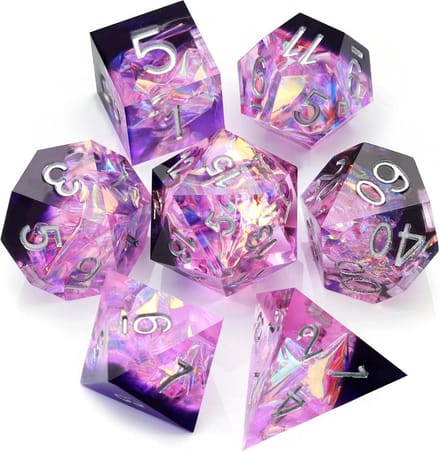 Paarse Galaxy Polyhedrale Dobbelstenen Set 7 Stuks voor D&D en TTRPGs
