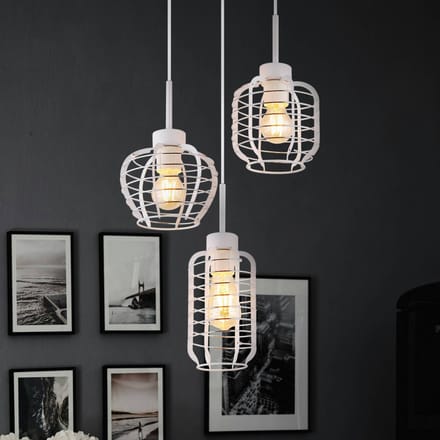 Globo Hanglamp Nesa, Ø 37 cm, wit/chroom, metaal, 3-lamps