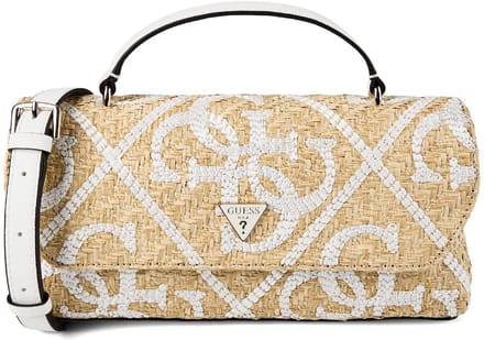 GUESS schoudertas handtas Kirsten Top Handle Flap Bag Natural / Cream White beige