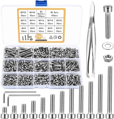 Allecto - Set van 1110 stuks M3 schroeven en moeren
