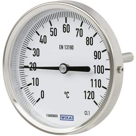 0 tot +250°C RVS Bimetalen Thermometer 100mm Behuizing 200mm Dompelbuis