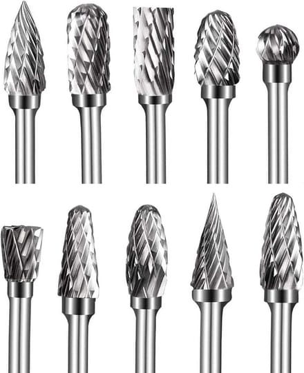 Dailygoods- Bramen Set 10 Stks - Dubbele Cut - Wolfraam Staal - Solid Carbide - Twist Boor 1/8 inch (3mm) - Voor Dremel Tools - Rotary Bur