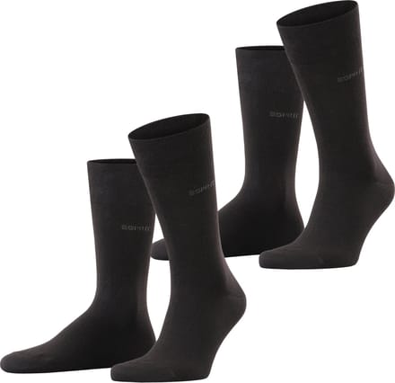 Esprit Basic Easy 2-Pack drukvrije comfort tailleband katoen multipack sokken heren zwart - maat 39-42