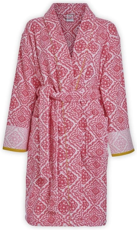 Pip Studio Jacquard Check - Badjas - XL - Donker roze