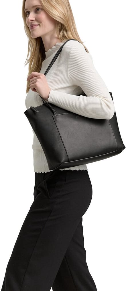 Tom Tailor - TTAMARIS L Shopper van kunstleer - Maat ONESIZE - schwarz / black