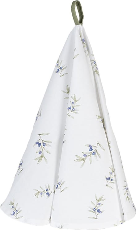 Clayre & Eef Theedoek Ø 80 cm Wit Katoen Olijven