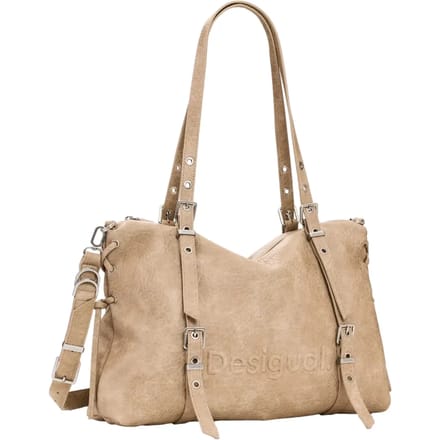 Desigual shopper schoudertas Half Logo Lanuza Shopper Beige Crude
