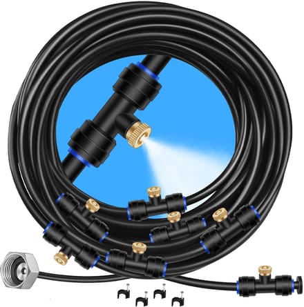 Vernevelingssysteem - 8 Meter Leiding met 7 Messing Sproeiers - Buitenkoeling voor Tuin, Terras en Kas - Incl. Adapter