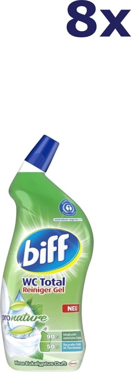 8x Biff Wc total gel - 750ml - pronature - mint eucalyptus