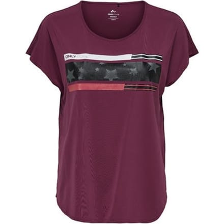 Only Play Audrey Loose Training Shirt Dames Sporttop - Beet Red - Maat M