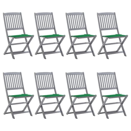 vidaXL - Opklapbare - stoelen, - 8 - stuks, - inclusief - kussens, - van - massief - acaciahout
