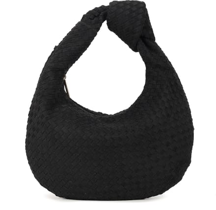 Kunst suede handtas Abby - gevlochten - Zwart