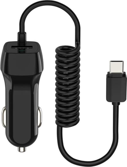 Shop4 - USB C Autolader Snellader 2.1A - Zwart