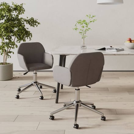 vidaXL - Eetkamerstoelen - draaibaar - 2 - st - stof - donkergrijs