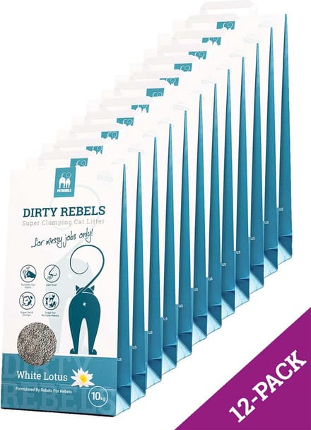 Dirty Rebels kattenbakvulling WHITE LOTUS - 12-pack (12x10 L) - extreem snel klontvormend