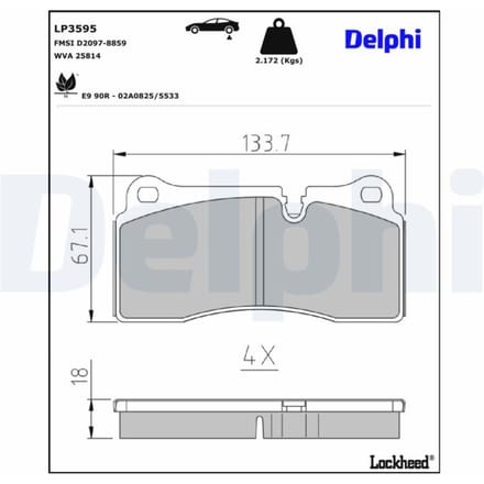 Remblokkenset, schijfrem DELPHI LP3595
