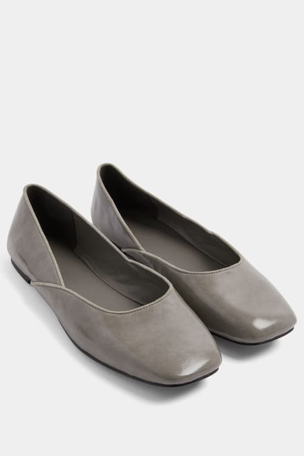 Yours Grijze Balletpumps Met Vierkante Neus In Brede Epasvormsize 42E