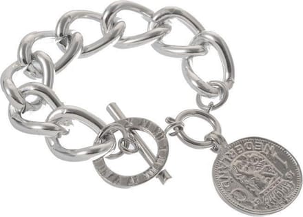 Behave - Zilverkleurige armband - Vintage look met munthanger