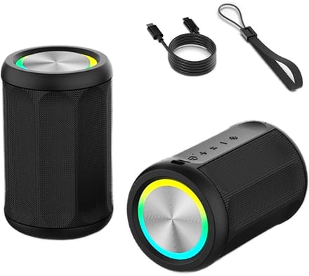 Mini Bluetooth-luidspreker - Uitgerust met RGB LED-verlichting - Draagbare luidspreker - Subwoofer - TWS True Wireless Bluetooth-verbinding - IPX5 waterdicht - Zwart