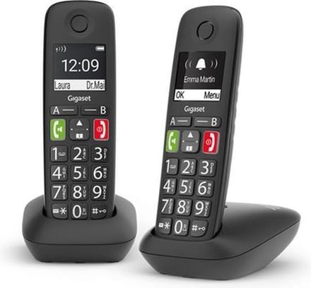 Gigaset E290 Duo Analoge-/DECT-telefoon Zwart Nummerherkenning
