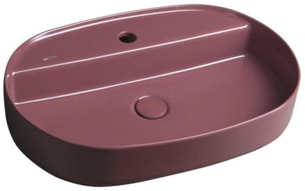 Isvea Infinity Oval Opbouwwastafel, 60x40cm, mat kastanjebruin