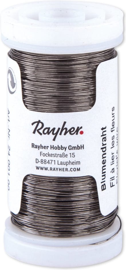 Rayher Bloemendraad of ijzerdraad - zwart - 0.35 mm dik - 100 meter snoer - metaaldraad - bindmaterialen