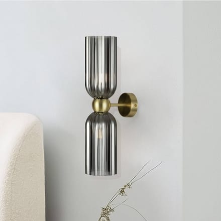 Maytoni wandlamp Antic, 2-lamps, goud/grijs, glas