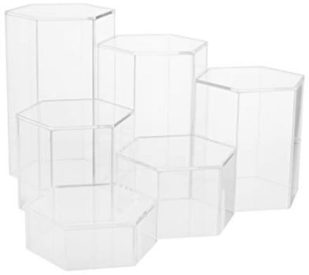 Zeshoekige acryl sieraden display risers - 6-pack transparant