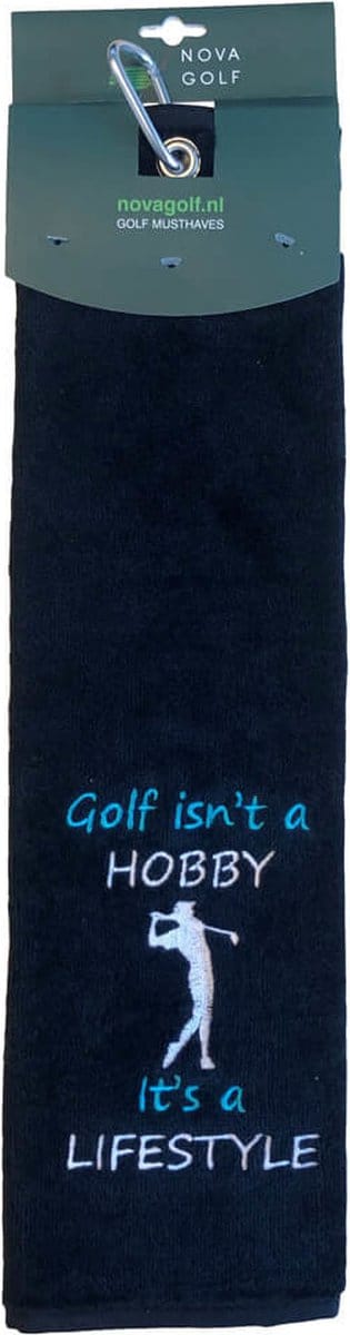 Nova Golf 'Golf Isn't A Hobby It's A Lifestyle' Golfhanddoek - Zwart