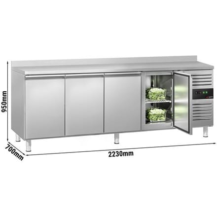 GGM Gastro Koelwerkbank ECO - 2230x700mm - met 4 deuren - met opstand zilver